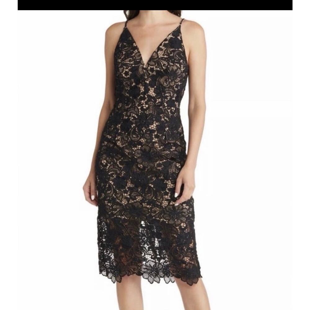 Dress The Population Aurora Lace Sheath Dress Black Womens XL